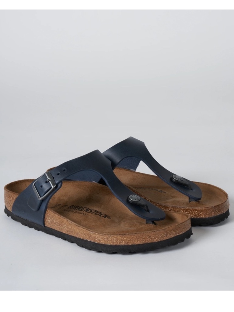 Birkenstock Gizeh Navy Leather Size 5.5 Euro 36 *Flaw*